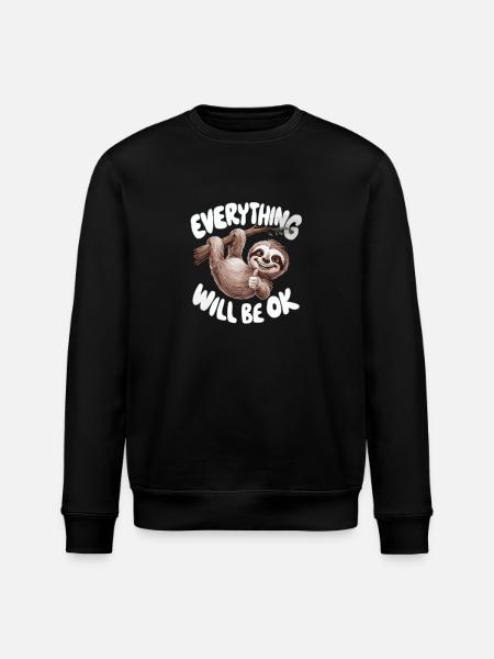 Motivierendes Faultier Alles wird gut - Stanley/Stella Unisex Bio-Sweatshirt ROLLER - Schwarz