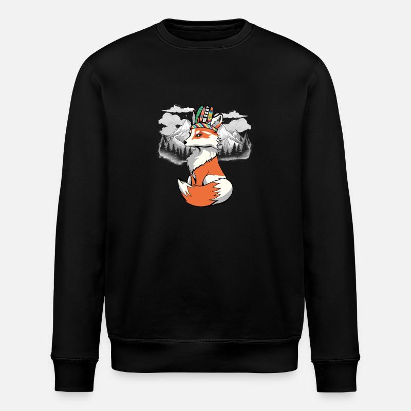 Schamanen Fuchs Füchse Schamane - Stanley/Stella Unisex Bio-Sweatshirt ROLLER - Schwarz