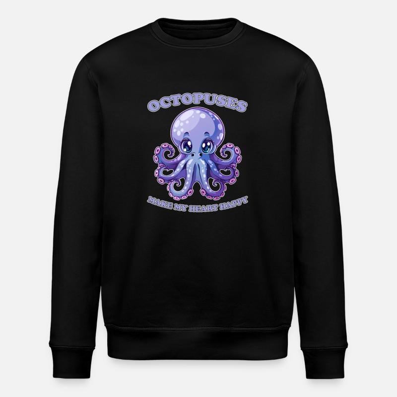 Funny Octopus Cephalopod Squid Gift - Stanley/Stella ROLLER Unisex Organic Sweatshirt - black
