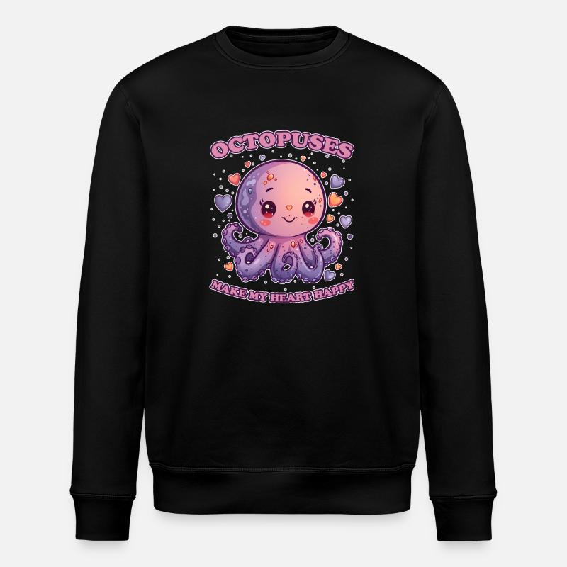 Funny Octopus Cephalopod Squid Gift - Stanley/Stella ROLLER Unisex Organic Sweatshirt - black