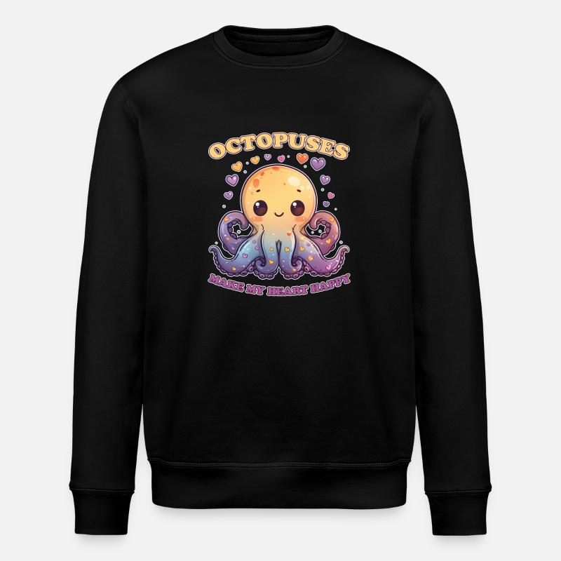 Funny Octopus Cephalopod Squid Gift - Stanley/Stella ROLLER Unisex Organic Sweatshirt - black