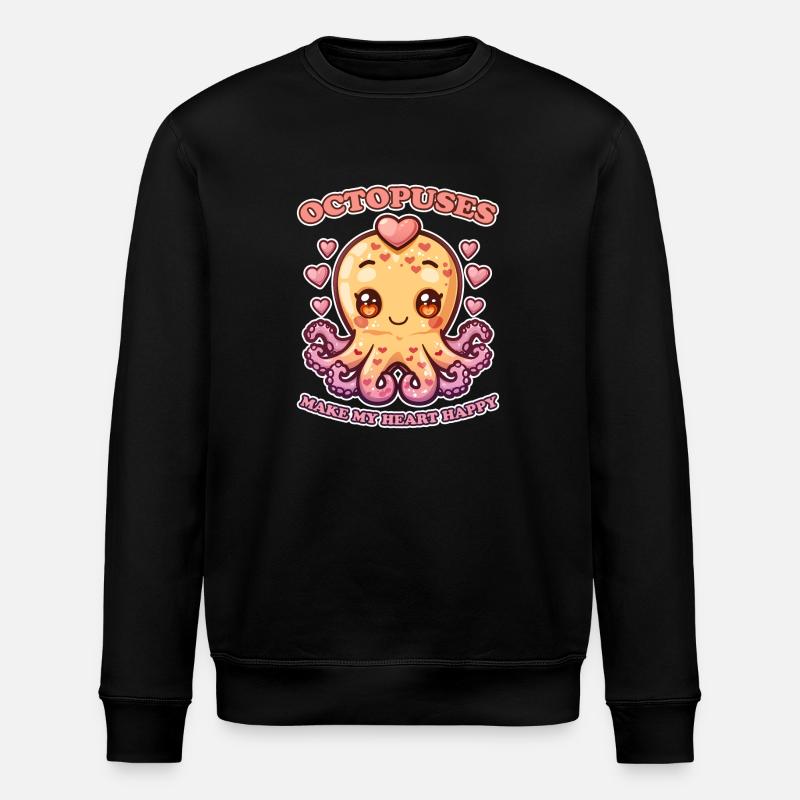 Funny Octopus Cephalopod Squid Gift - Stanley/Stella ROLLER Unisex Organic Sweatshirt - black