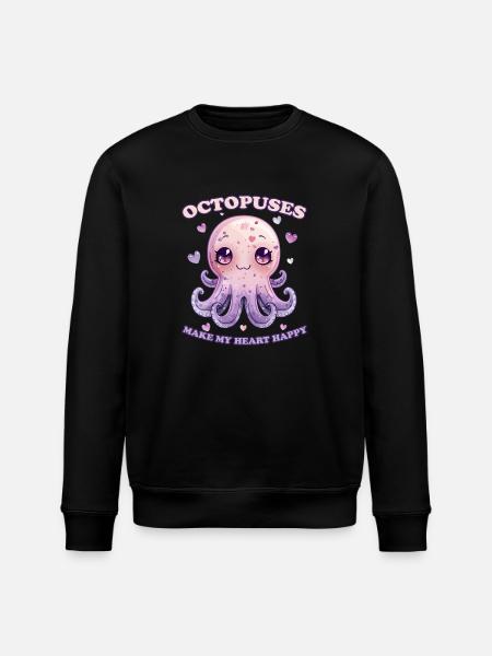 Funny Octopus Cephalopod Squid Gift - Stanley/Stella ROLLER Unisex Organic Sweatshirt - black