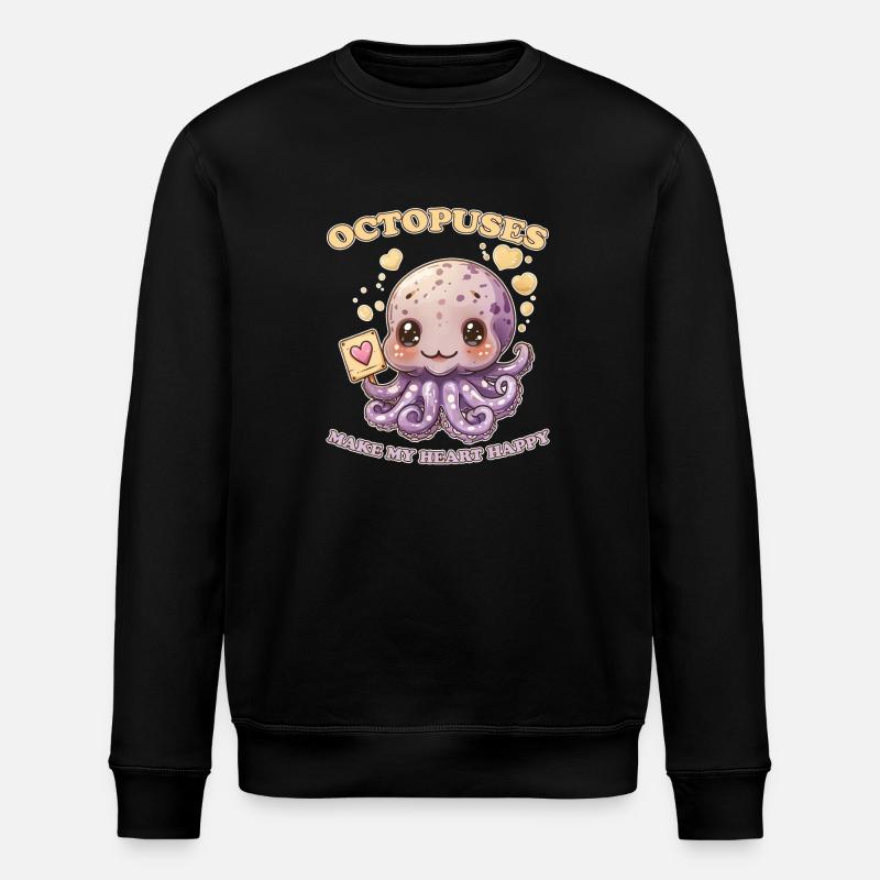 Funny Octopus Cephalopod Squid Gift - Stanley/Stella ROLLER Unisex Organic Sweatshirt - black