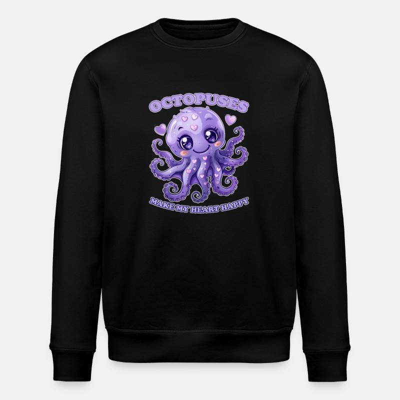 Funny Octopus Cephalopod Squid Gift - Stanley/Stella ROLLER Unisex Organic Sweatshirt - black