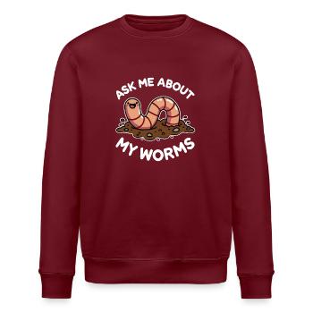 Frag mich nach meinem Worms Funny Komposter Gardening - Stanley/Stella Unisex Bio-Sweatshirt ROLLER - Burgunderrot - Vorne - Nik (191cm)