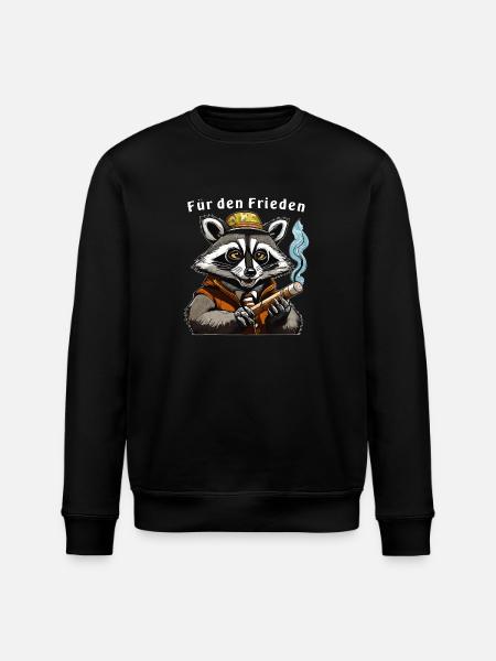 RACCOON JOINT FOR PEACE - Stanley/Stella ROLLER Unisex Organic Sweatshirt - black