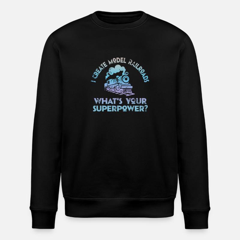 Ich erschaffe Modelleisenbahn-Superkraft - Stanley/Stella Unisex Bio-Sweatshirt ROLLER - Schwarz