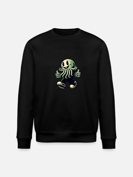 Funny Happy Cthulhu Funny Cthulhu - Stanley/Stella ROLLER Unisex Organic Sweatshirt - black