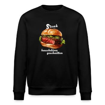 STEAK wafer-thin sliced - Stanley/Stella ROLLER Unisex Organic Sweatshirt - black - Front - Nik (191cm)