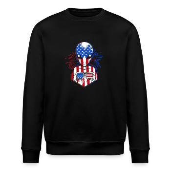 Vierter Juli Nationalfarben Nationalfeiertag USA - Stanley/Stella Unisex Bio-Sweatshirt ROLLER - Schwarz - Vorne - Nik (191cm)
