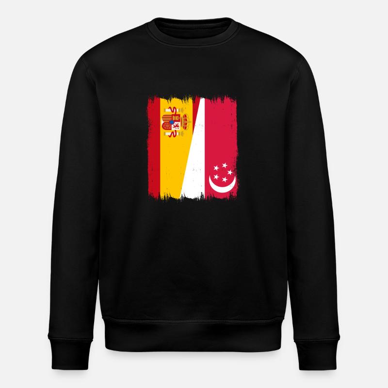 Spanien Singapur Fahne - Stanley/Stella Unisex Bio-Sweatshirt ROLLER - Schwarz