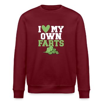 fart farting farting farting - Stanley/Stella ROLLER Unisex Organic Sweatshirt - burgundy - Front - Nik (191cm)