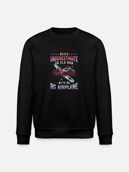 Old man with model airplane - Stanley/Stella ROLLER Unisex Organic Sweatshirt - black