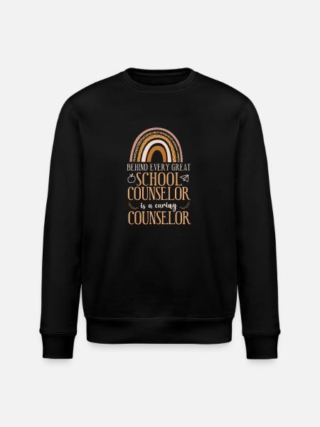 School Counselor Rainbow Behind - Stanley/Stella ROLLER Unisex Organic Sweatshirt - black