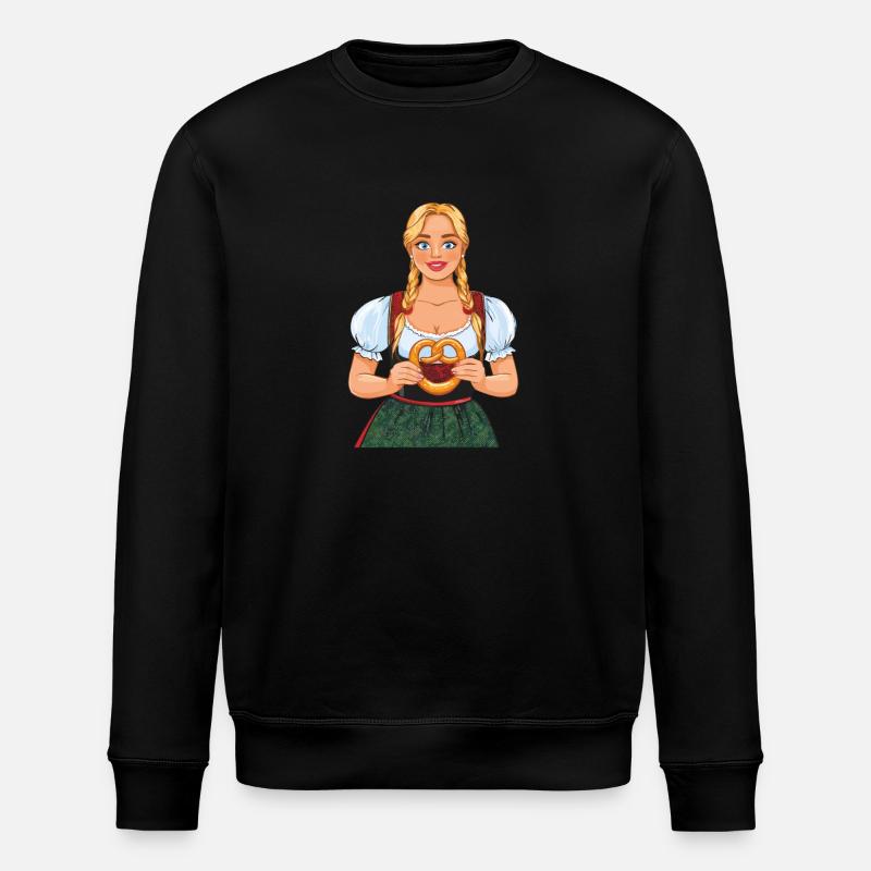 MRS. DIRNDL PRETZEL - Stanley/Stella ROLLER Unisex Organic Sweatshirt - black