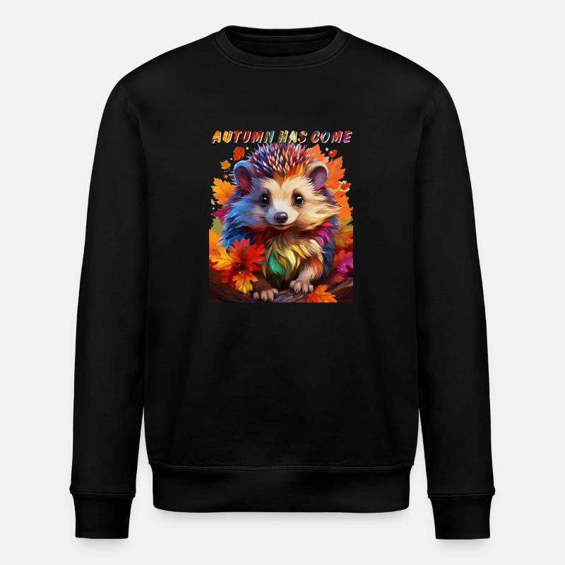 HEDGEHOG AUTUMN HAS COME - Stanley/Stella ROLLER Unisex Organic Sweatshirt - black