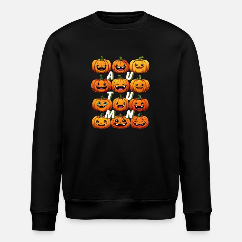AUTUMN PUMPKIN - Stanley/Stella ROLLER Unisex Organic Sweatshirt - black