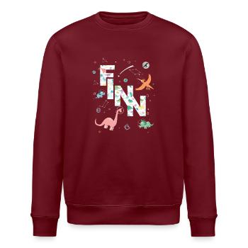 FINN - Schöner Jungen Name mit Dinosaurier - Stanley/Stella Unisex Bio-Sweatshirt ROLLER - Burgunderrot - Vorne - Nik (191cm)