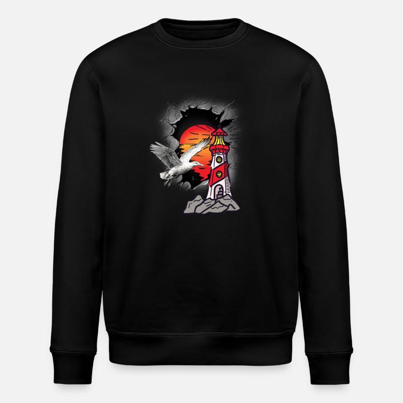 Lighthouse Lighthouses Seagull Seagulls - Stanley/Stella ROLLER Unisex Organic Sweatshirt - black