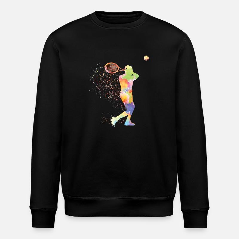 Funny Tennis Player Racket - Stanley/Stella ROLLER Unisex Organic Sweatshirt - black