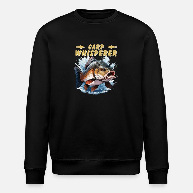 KARPFEN CARP WHISPERER - Stanley/Stella ROLLER Unisex Organic Sweatshirt - black