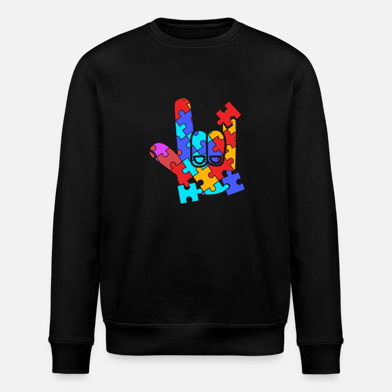 Sign language sign ASL deaf - Stanley/Stella ROLLER Unisex Organic Sweatshirt - black