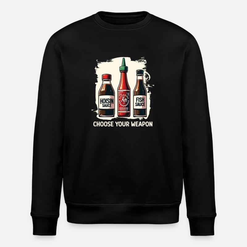 Funny Pho Sauces - Stanley/Stella ROLLER Unisex Organic Sweatshirt - black