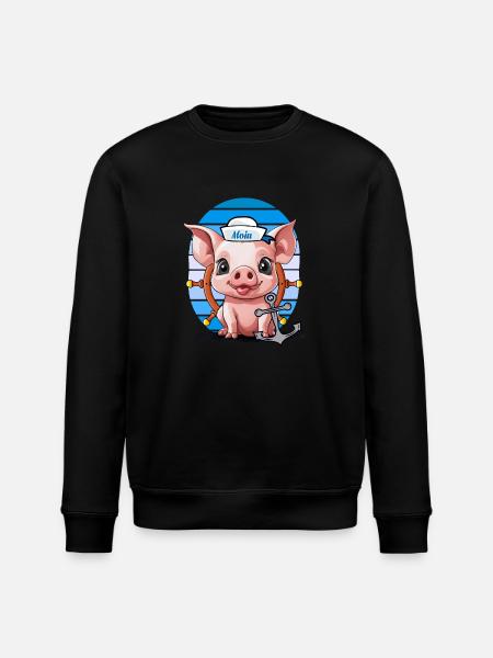 Cochon Marin Timonier Ancre Maritime - Sweat bio ROLLER Stanley/Stella Unisexe - noir