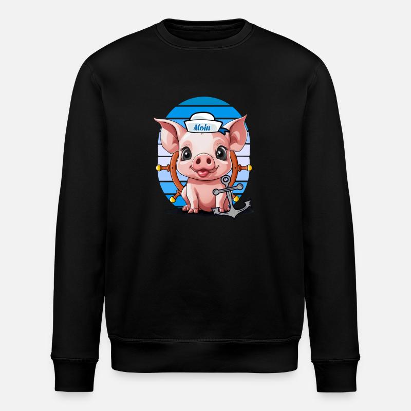Schwein Matrose Steuermann Anker Maritim - Stanley/Stella Unisex Bio-Sweatshirt ROLLER - Schwarz