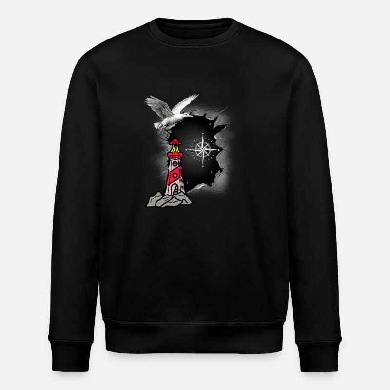 maritim Möwe Kompass Leuchtturm Möwen - Stanley/Stella Unisex Bio-Sweatshirt ROLLER - Schwarz