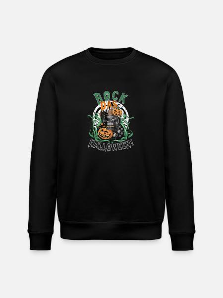 Rock Halloween, guitar and pumpkin - Stanley/Stella ROLLER Unisex Organic Sweatshirt - black