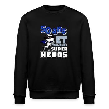 Cadeau homme 50 ans super heros - Sweat bio ROLLER Stanley/Stella Unisexe - noir - Devant - Nik (191cm)