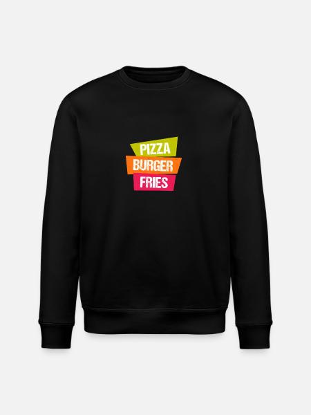 frites Pizza Burger - Sweat bio ROLLER Stanley/Stella Unisexe - noir