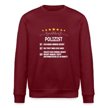 POLIZIST - Stanley/Stella Unisex Bio-Sweatshirt ROLLER - Burgunderrot - Vorne - Nik (191cm)