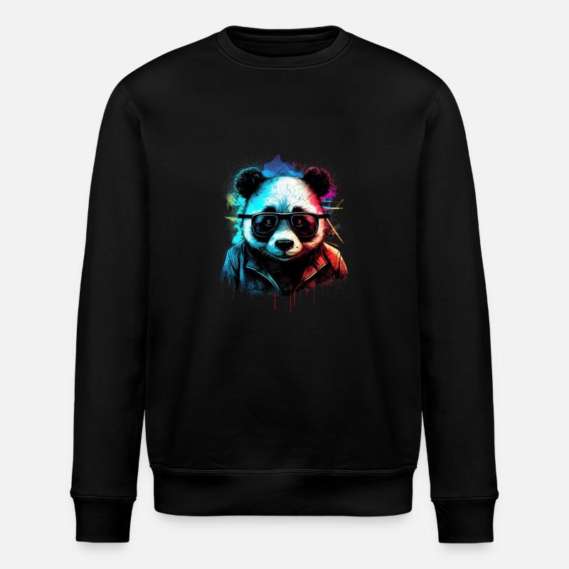 Futuristischer Panda - Stanley/Stella Unisex Bio-Sweatshirt ROLLER - Schwarz