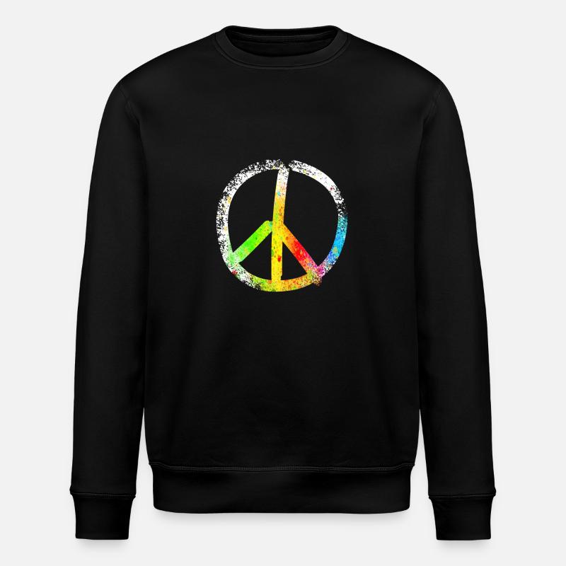 peace sign speckled 02 - Stanley/Stella ROLLER Unisex Organic Sweatshirt - black