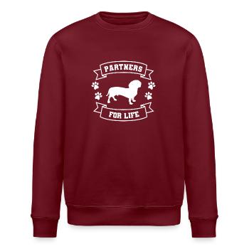 Partner fürs Leben Dackel - Stanley/Stella Unisex Bio-Sweatshirt ROLLER - Burgunderrot - Vorne - Nik (191cm)