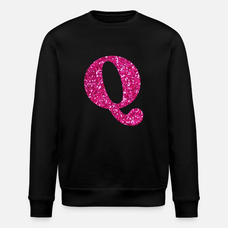 Buchstabe q rosa Glitzer - Stanley/Stella Unisex Bio-Sweatshirt ROLLER - Schwarz