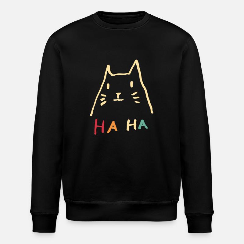Katze Haha Retro Ironie - Stanley/Stella Unisex Bio-Sweatshirt ROLLER - Schwarz