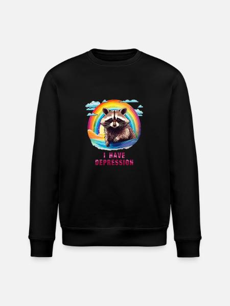 RACCOON I HAVE DEPRESSION - Stanley/Stella ROLLER Unisex Organic Sweatshirt - black