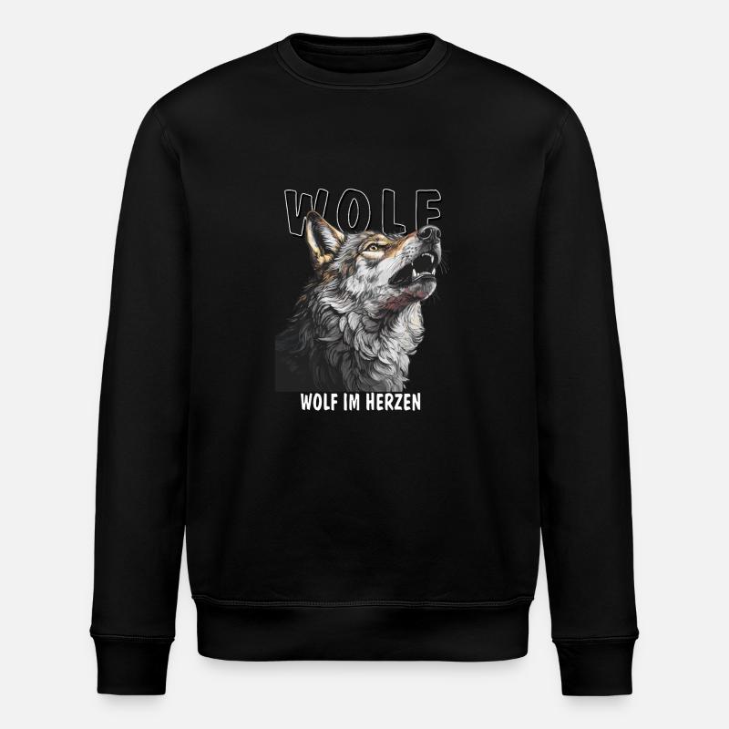WOLF WOLF AT HEART - Stanley/Stella ROLLER Unisex Organic Sweatshirt - black