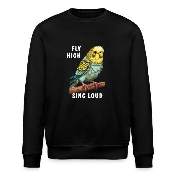 VOGEL WELLENSITTICH FLY HIGH SING LOUD - Stanley/Stella Unisex Bio-Sweatshirt ROLLER - Schwarz - Vorne - Nik (191cm)