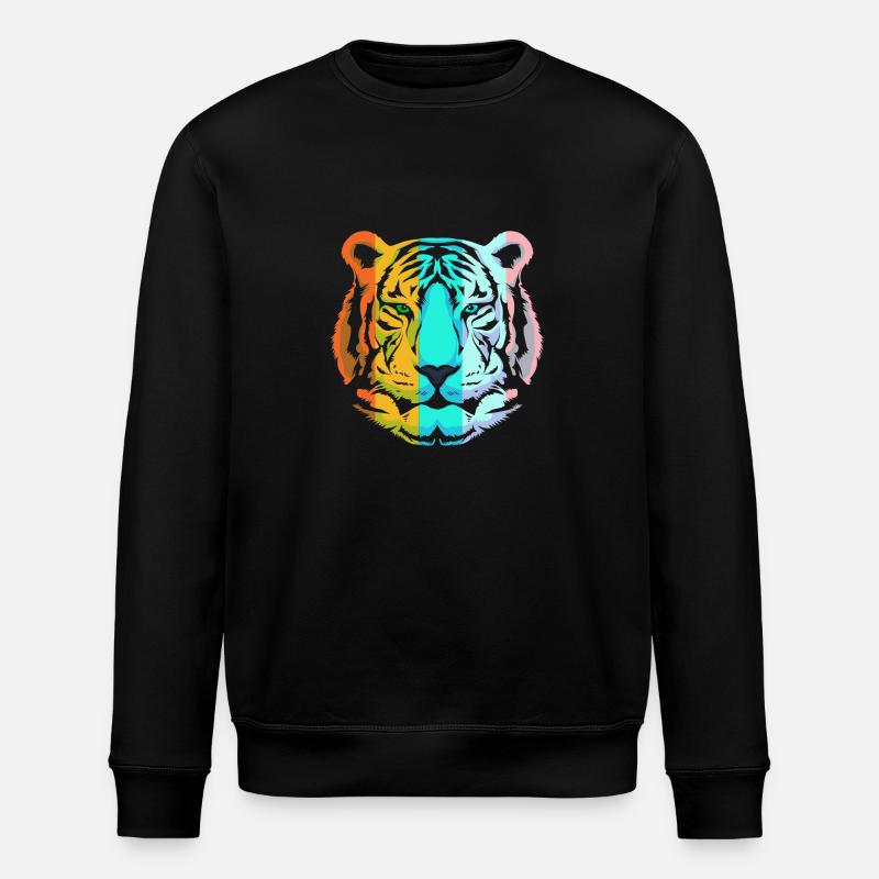 Weißer Tiger - Stanley/Stella Unisex Bio-Sweatshirt ROLLER - Schwarz