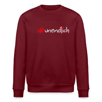 unendlich - Stanley/Stella Unisex Bio-Sweatshirt ROLLER - Burgunderrot - Vorne - Nik (191cm)