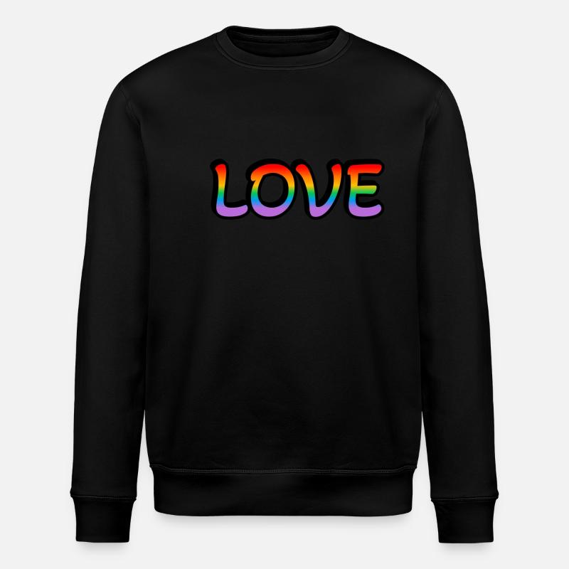 Retro Rainbow Love - Stanley/Stella ROLLER Unisex Organic Sweatshirt - black