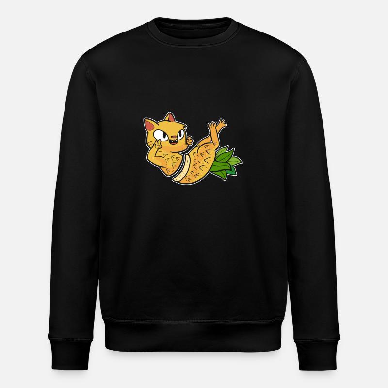 Pineapple Cat - Stanley/Stella ROLLER Unisex Organic Sweatshirt - black