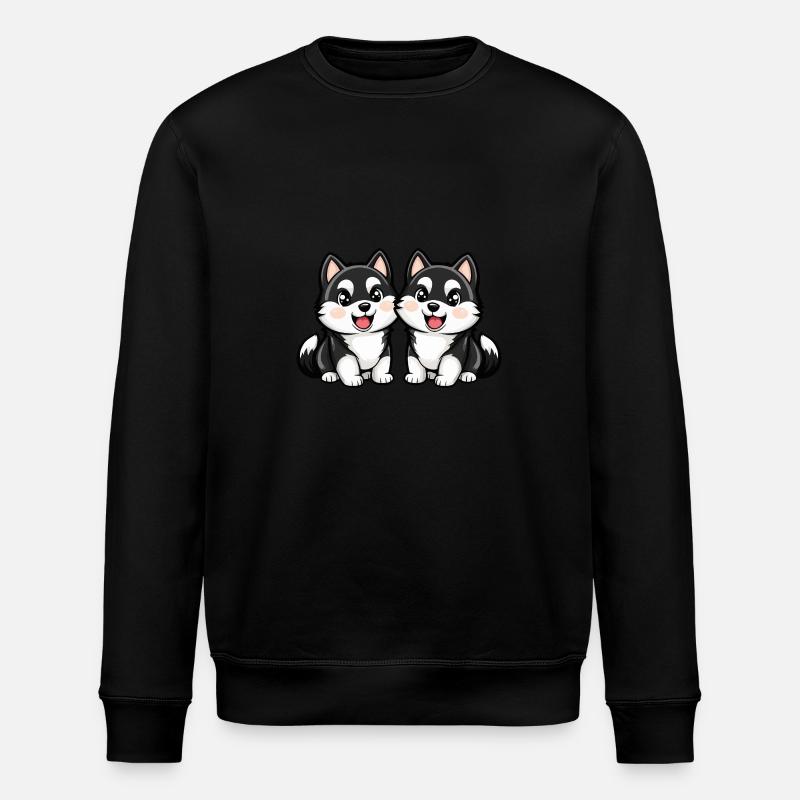 Husky Hund Comic - Stanley/Stella Unisex Bio-Sweatshirt ROLLER - Schwarz