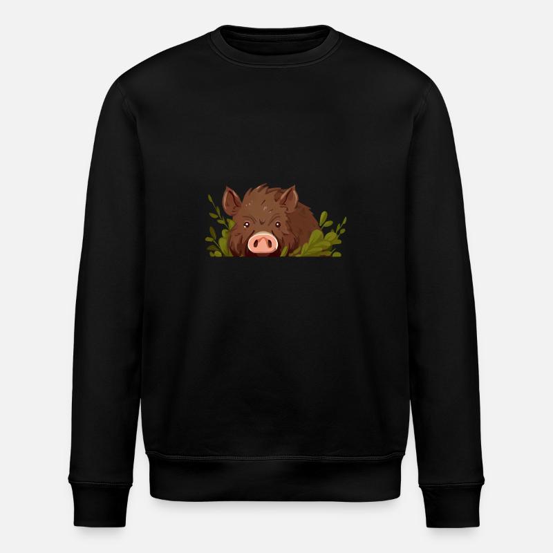 Wildschwein Waldbewohner - Stanley/Stella Unisex Bio-Sweatshirt ROLLER - Schwarz