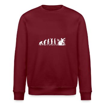 Motif de silhouette de batteur Evolution - Sweat bio ROLLER Stanley/Stella Unisexe - bordeaux - Devant - Nik (191cm)